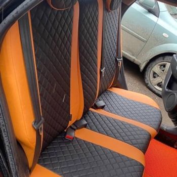 Авточехлы Автопилот оранжевый черный Ромб