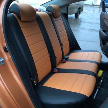 Авточехлы Автопилот Черный оранжевый цвет